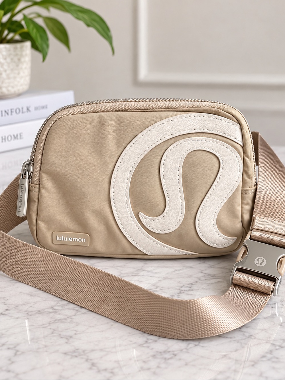 Lululemon Everywhere Logo Crossbody Belt Bag Beige